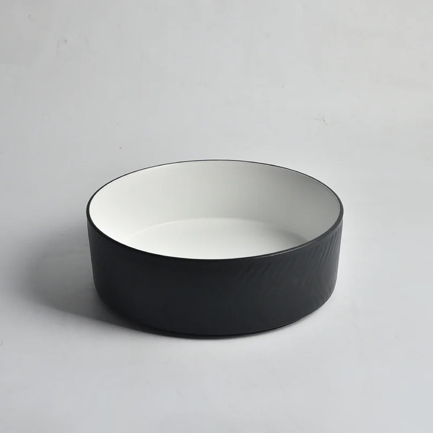 CLAYA P-Arrow-36 above counter basin with textured matte black finish. 360mm round ceramic basin for modern bathroom spaces.-Basin Sink-Ezymall AU