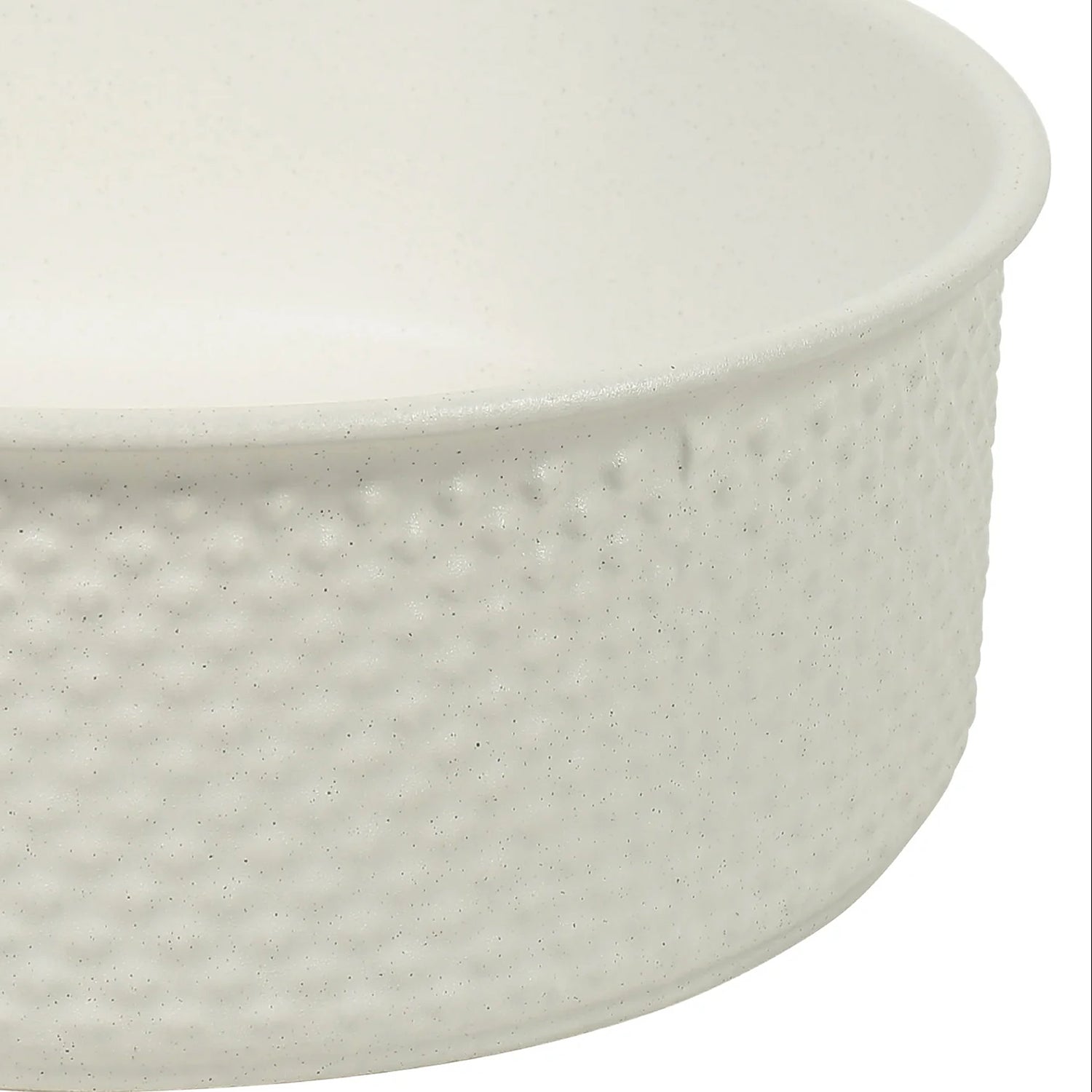 CLAYA P-Tessina 38 above counter basin with textured matte white finish. 385mm round ceramic basin for modern bathroom spaces.-Basin Sink-Ezymall AU