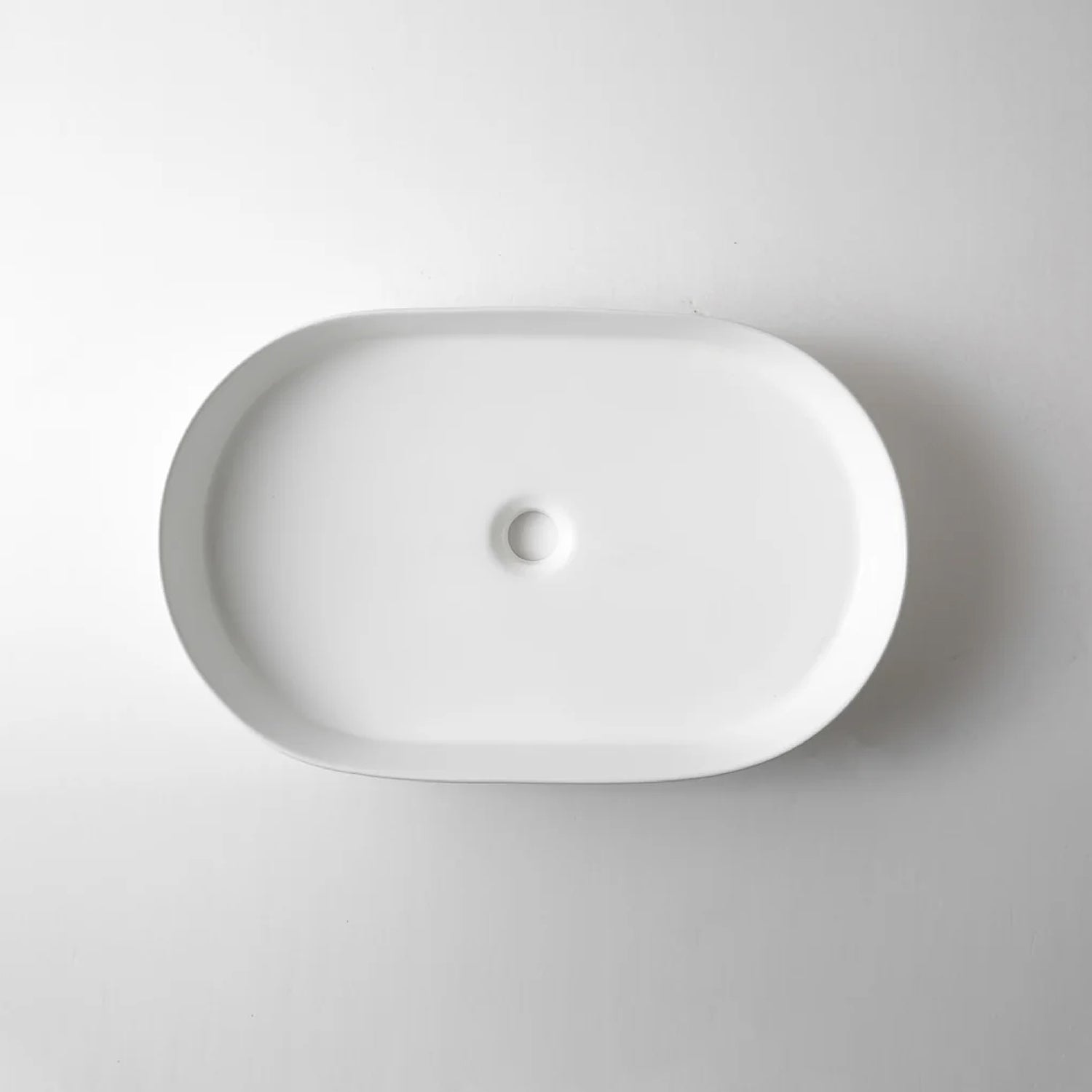 CLAYA Pill-58 fluted above counter basin in gloss or matte white ceramic. 580mm oval basin with non-overflow waste for modern bathrooms.-Basin Sink-Ezymall AU