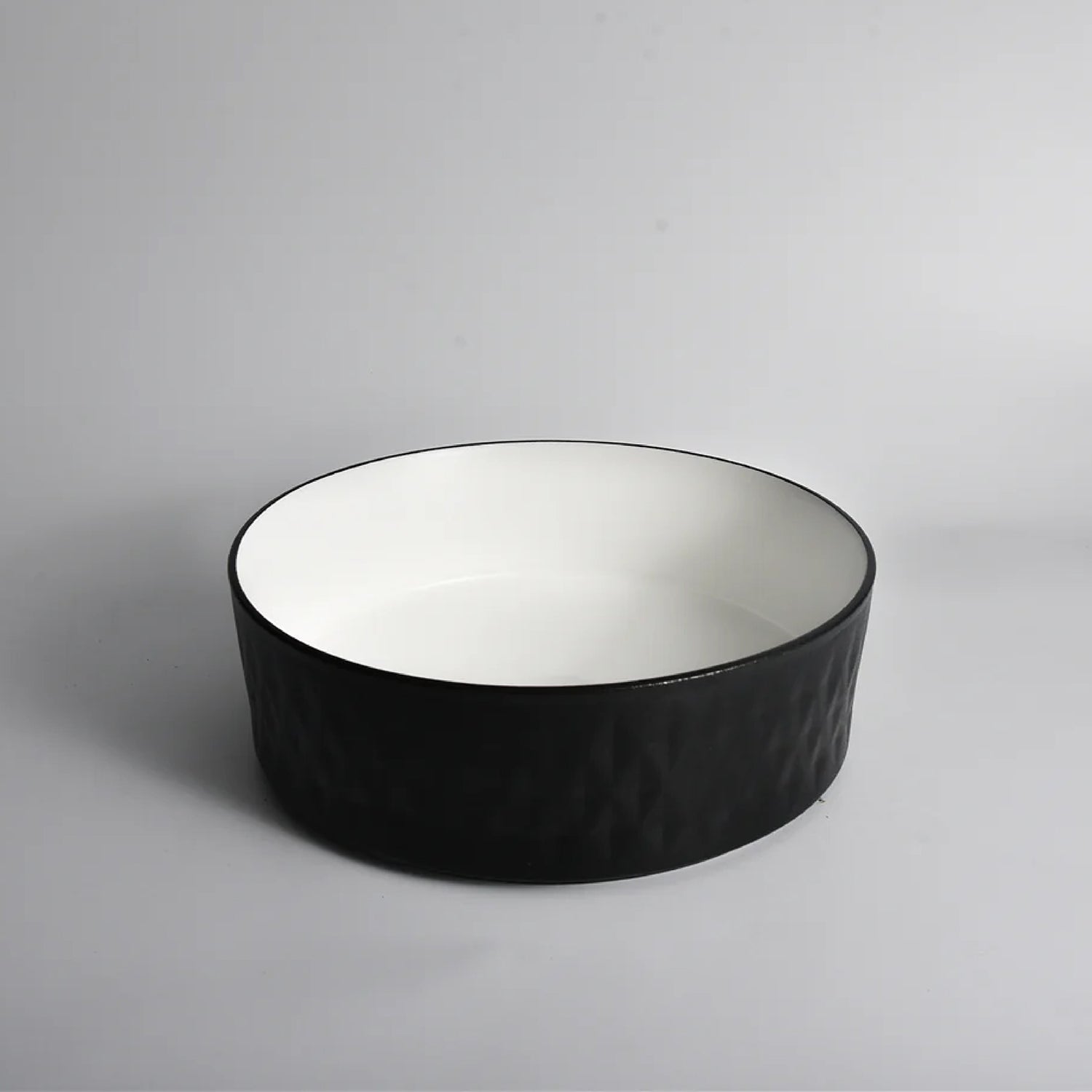 CLAYA Polar-36 diamond textured basin with matte black finish. 360mm round ceramic basin for modern bathroom spaces.-Basin Sink-Ezymall AU