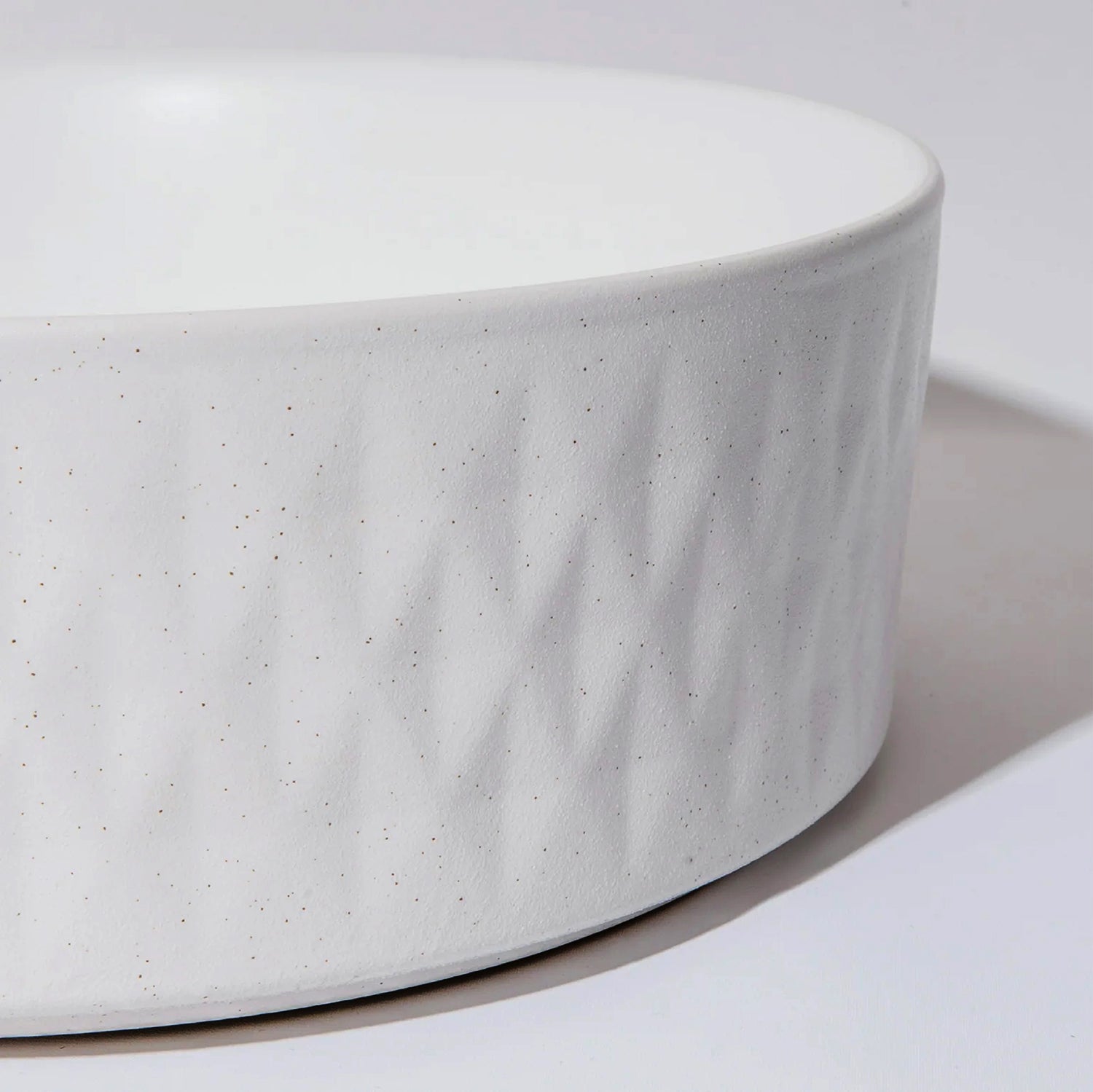 CLAYA Polar-36 diamond textured basin with matte white finish. 360mm round ceramic basin for modern bathroom spaces.-Basin Sink-Ezymall AU