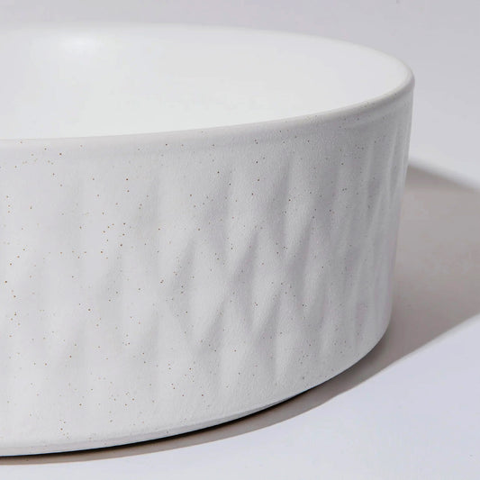 CLAYA polar diamond 36 round ceramic above counter basin textured matte white – view 2