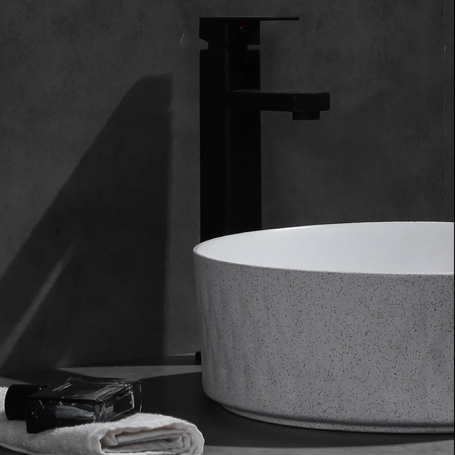 CLAYA Polar-36 diamond textured basin with matte white finish. 360mm round ceramic basin for modern bathroom spaces.-Basin Sink-Ezymall AU