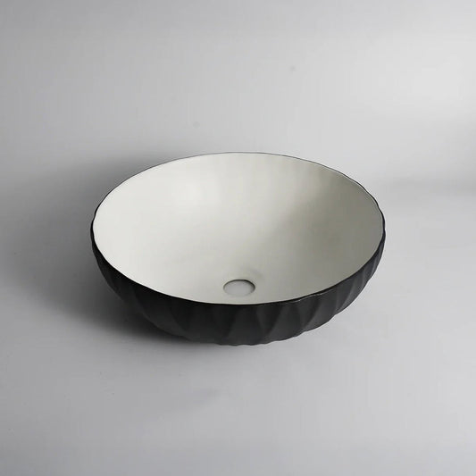 CLAYA polar ruby 40 textured ceramic above counter basin matte black