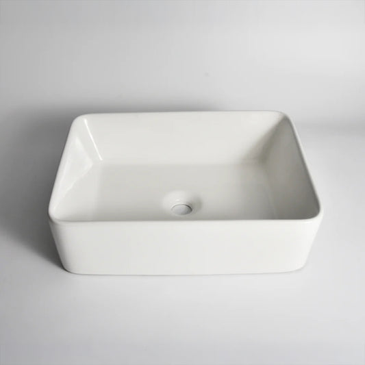 CLAYA rt 4837 rectangle ceramic above counter basin gloss white – view 2
