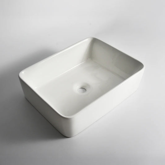 CLAYA rt 4837 rectangle ceramic above counter basin gloss white