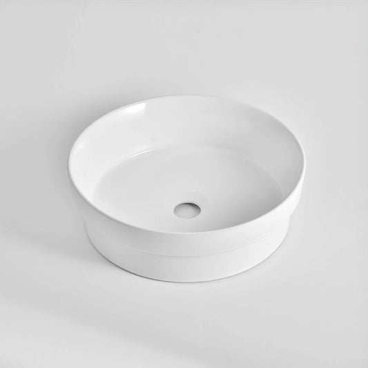CLAYA semi 40 ceramic semi inset round basin gloss white