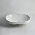 Load image into Gallery viewer, CLAYA SEMI-60 semi-inset basin in gloss white ceramic. 605mm oval basin ideal for modern and family bathroom vanities.-Basin Sink-Ezymall AU
