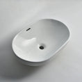 Load image into Gallery viewer, CLAYA SEMI-60 semi-inset basin in gloss white ceramic. 605mm oval basin ideal for modern and family bathroom vanities.-Basin Sink-Ezymall AU
