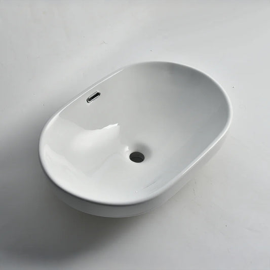 CLAYA semi 60 ceramic semi inset oval basin gloss white