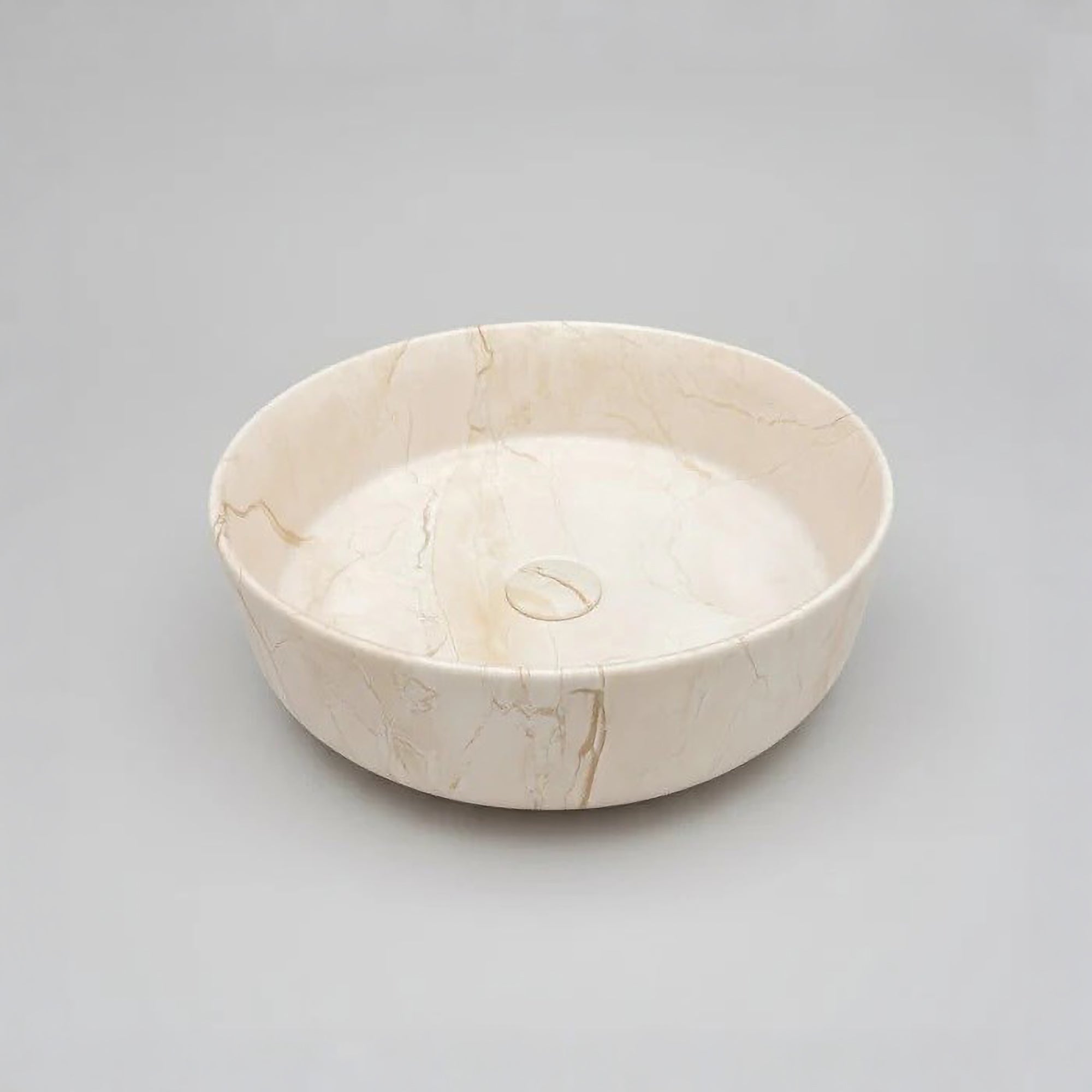 CLAYA Serra-40 above counter basin with matte stone marble look finish. 405mm round ceramic basin for modern bathroom vanities.-Basin Sink-Ezymall AU