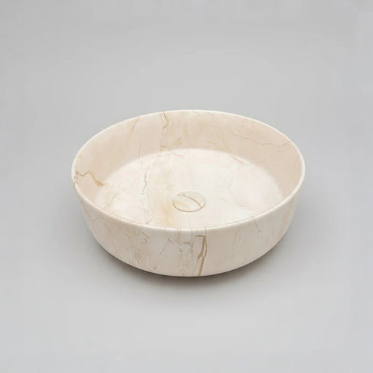 CLAYA serra 40 ceramic round above counter basin matte stone marble – view 2