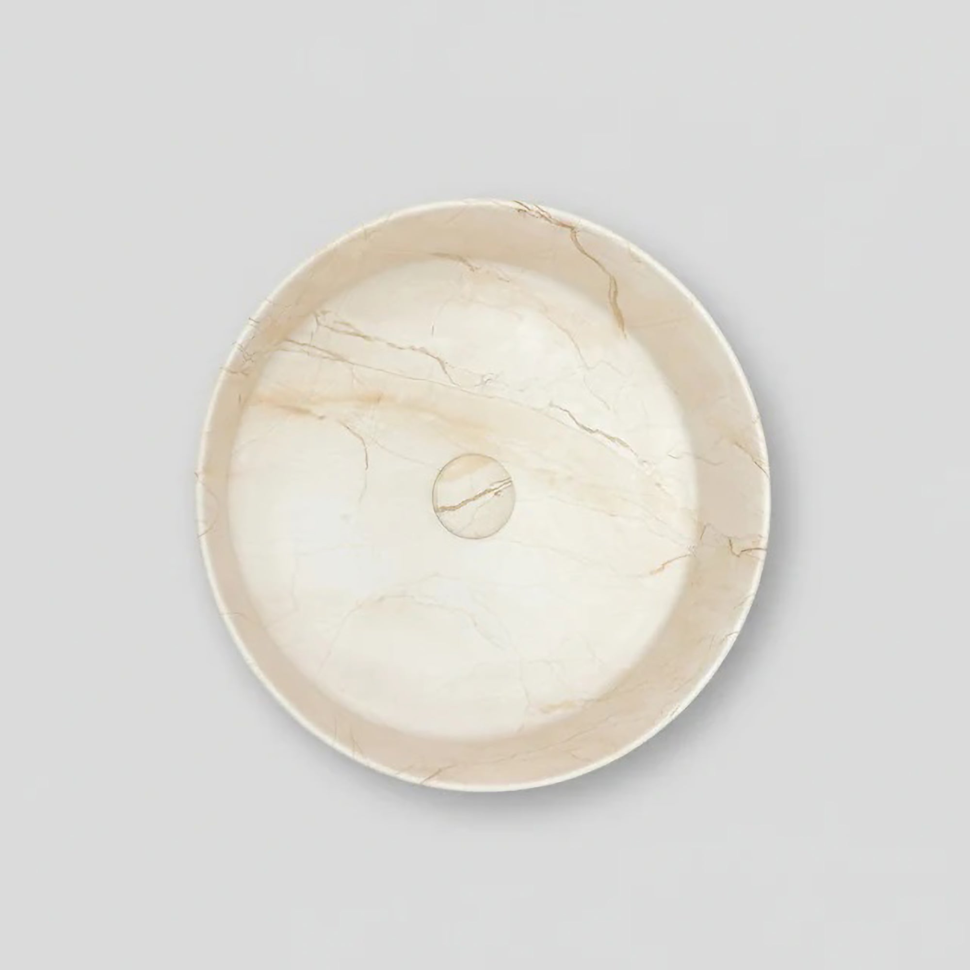 CLAYA Serra-40 above counter basin with matte stone marble look finish. 405mm round ceramic basin for modern bathroom vanities.-Basin Sink-Ezymall AU
