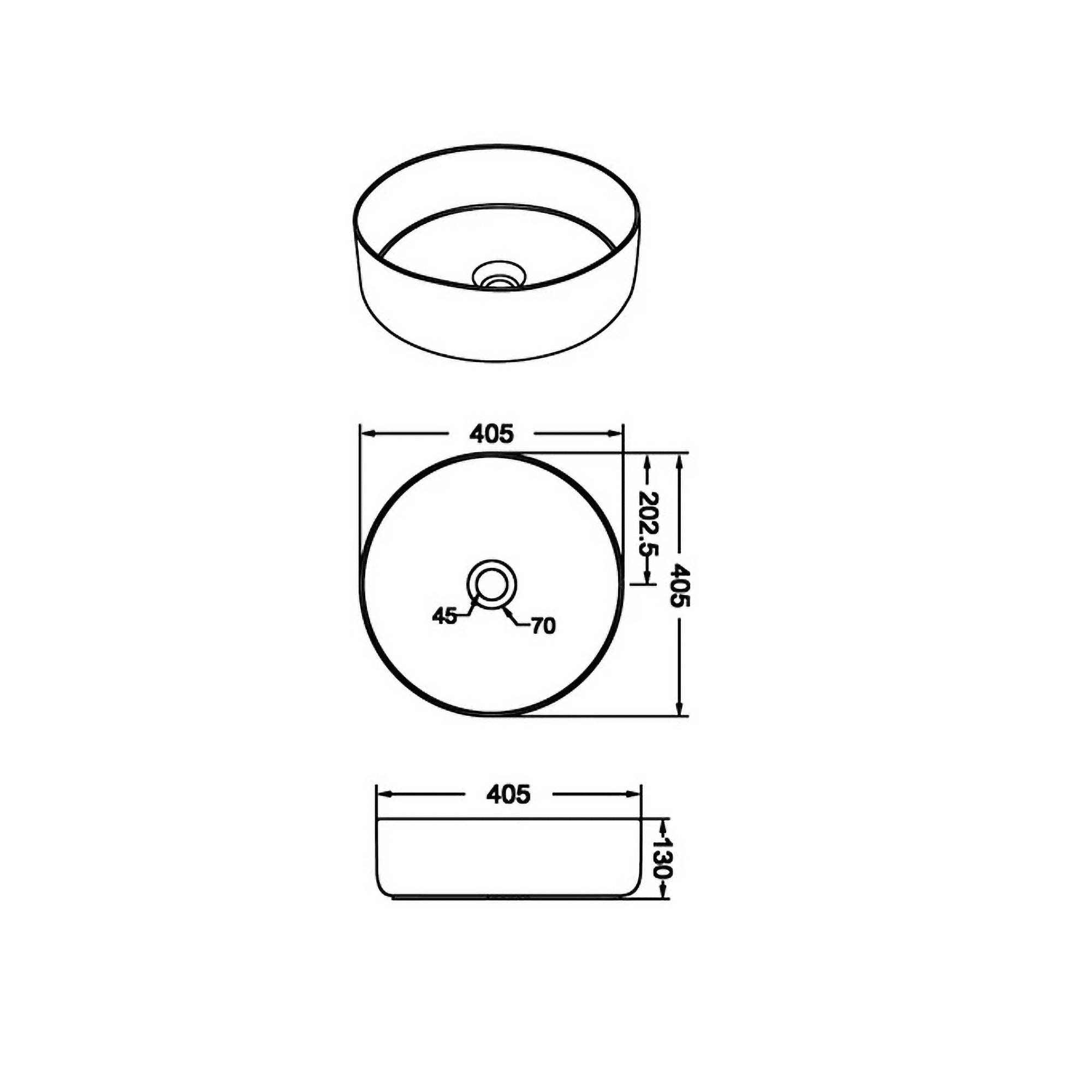 CLAYA Serra-40 above counter basin with matte stone marble look finish. 405mm round ceramic basin for modern bathroom vanities.-Basin Sink-Ezymall AU