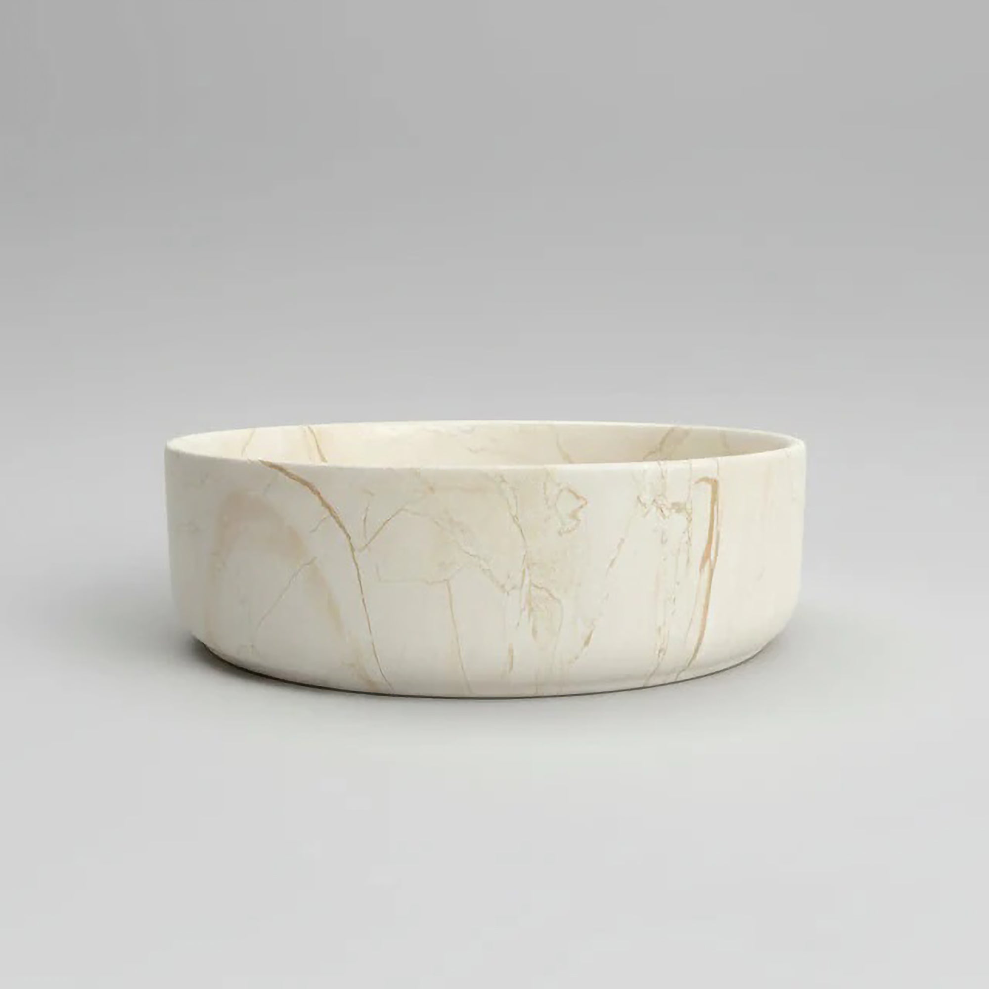CLAYA Serra-40 above counter basin with matte stone marble look finish. 405mm round ceramic basin for modern bathroom vanities.-Basin Sink-Ezymall AU