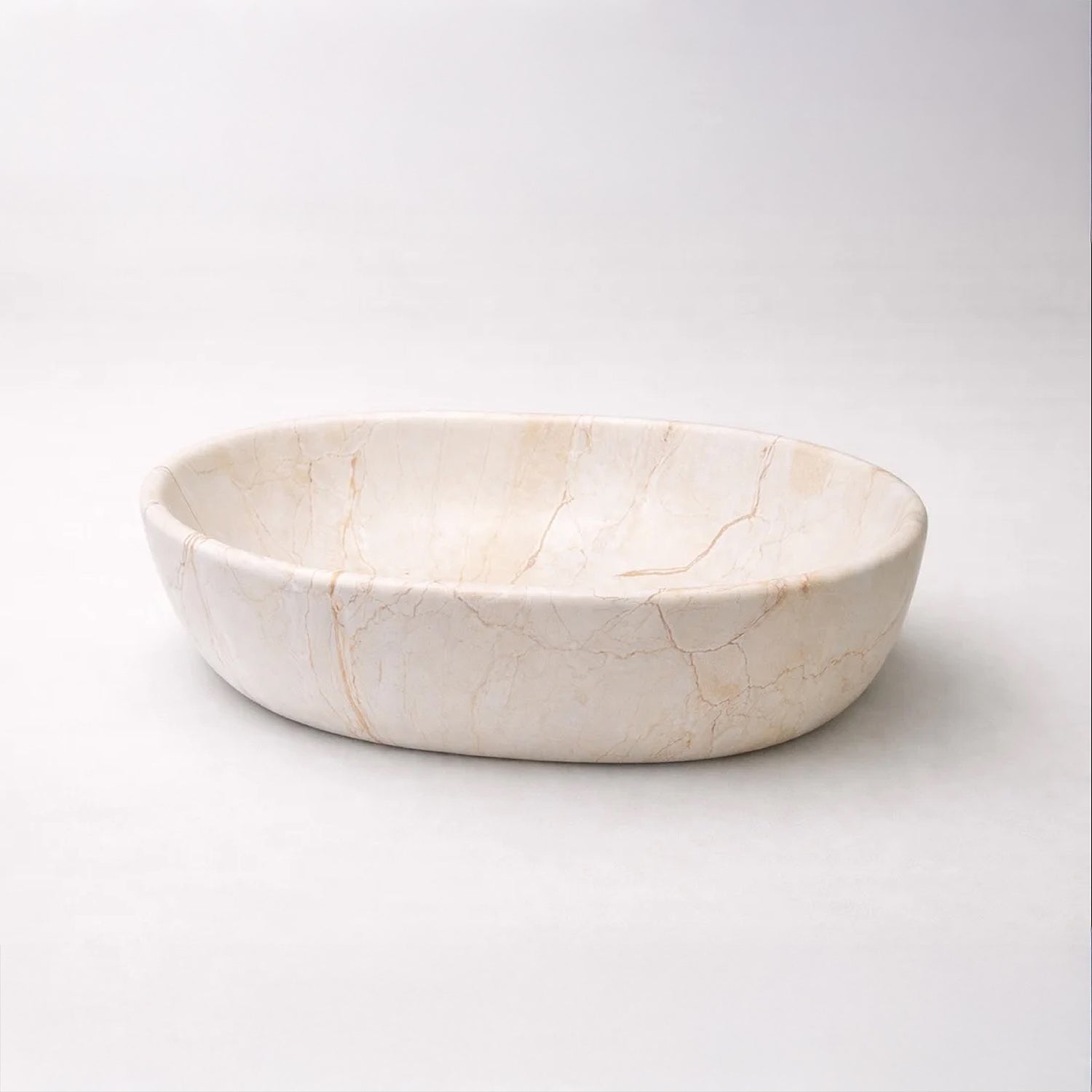 CLAYA Serra-48 above counter basin with matte stone marble look finish. 485mm oval ceramic basin for modern bathroom vanities.-Basin Sink-Ezymall AU