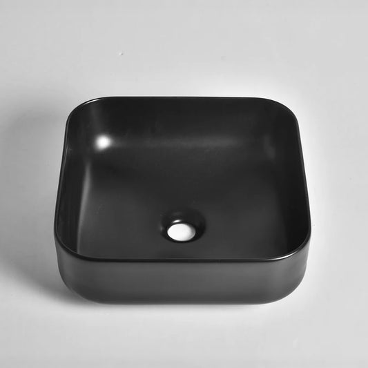 CLAYA sq 385 380mm square ceramic above counter basin matte black