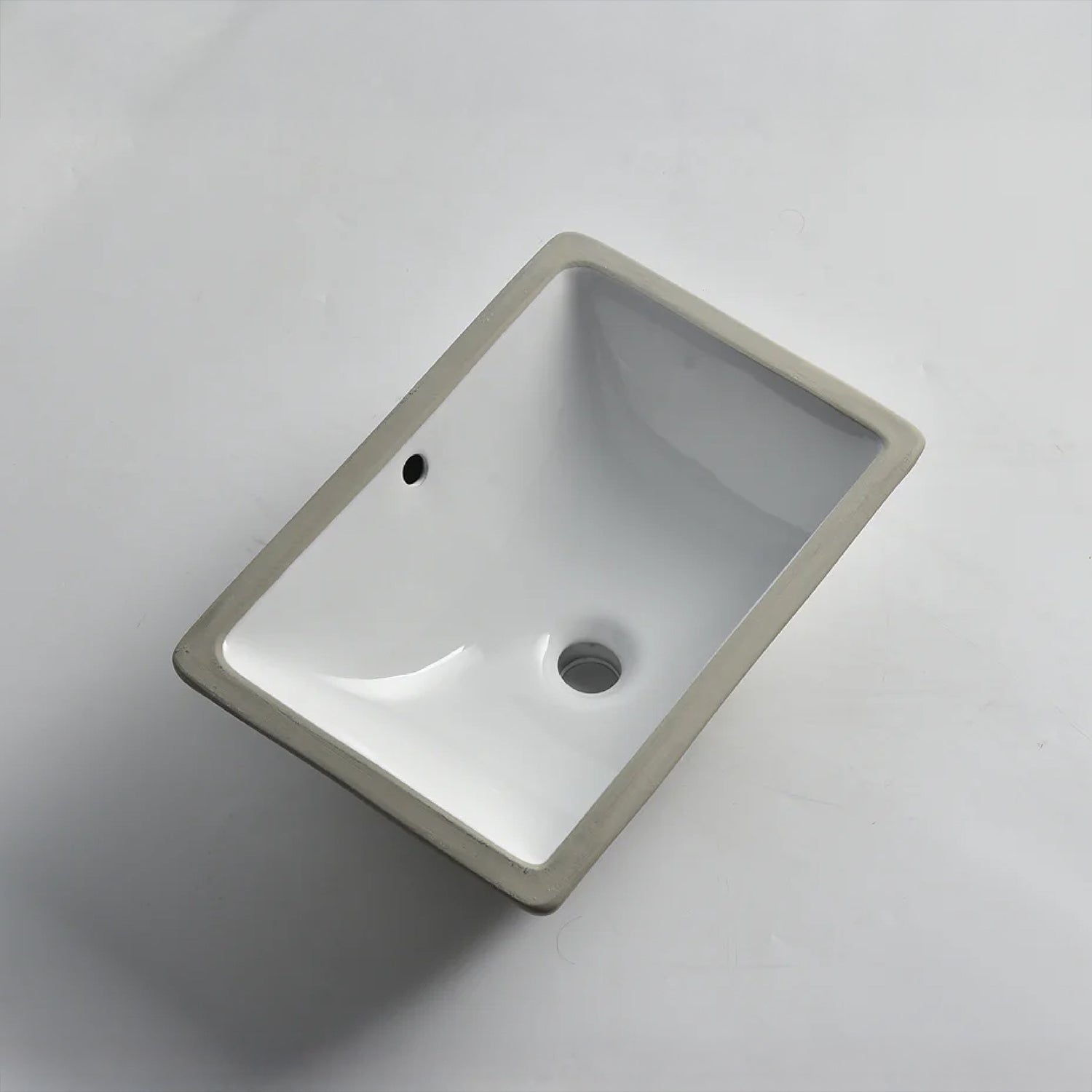CLAYA UM-465 under counter basin in gloss white ceramic. 465mm undermount basin with overflow for modern bathroom vanities.-Basin Sink-Ezymall AU
