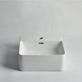 Load image into Gallery viewer, CLAYA WH-42 basin in gloss white ceramic. 420mm basin suitable for wall hung or above counter installation with overflow design.-Basin Sink-Ezymall AU
