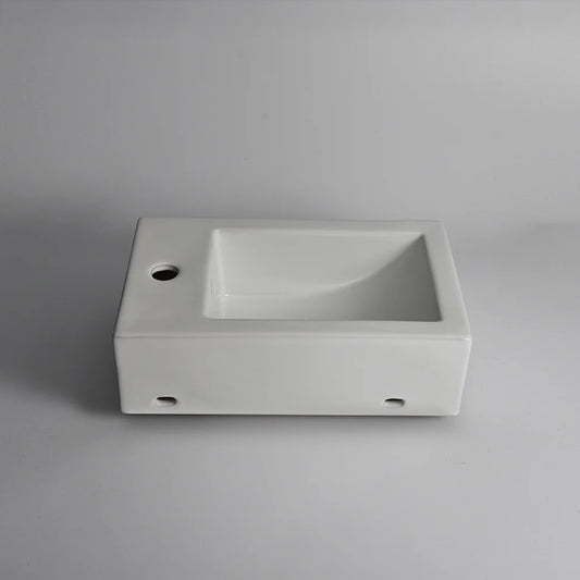 CLAYA wh 46 r ceramic above counter or wall hung basin right tap hole gloss white – view 2