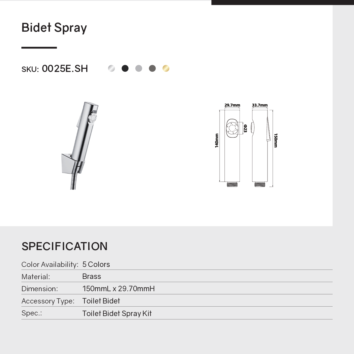 Complete chrome bidet spray set with brass diverter. Easy to install, durable and hygienic solution for modern bathrooms.-Bidet-Ezymall AU