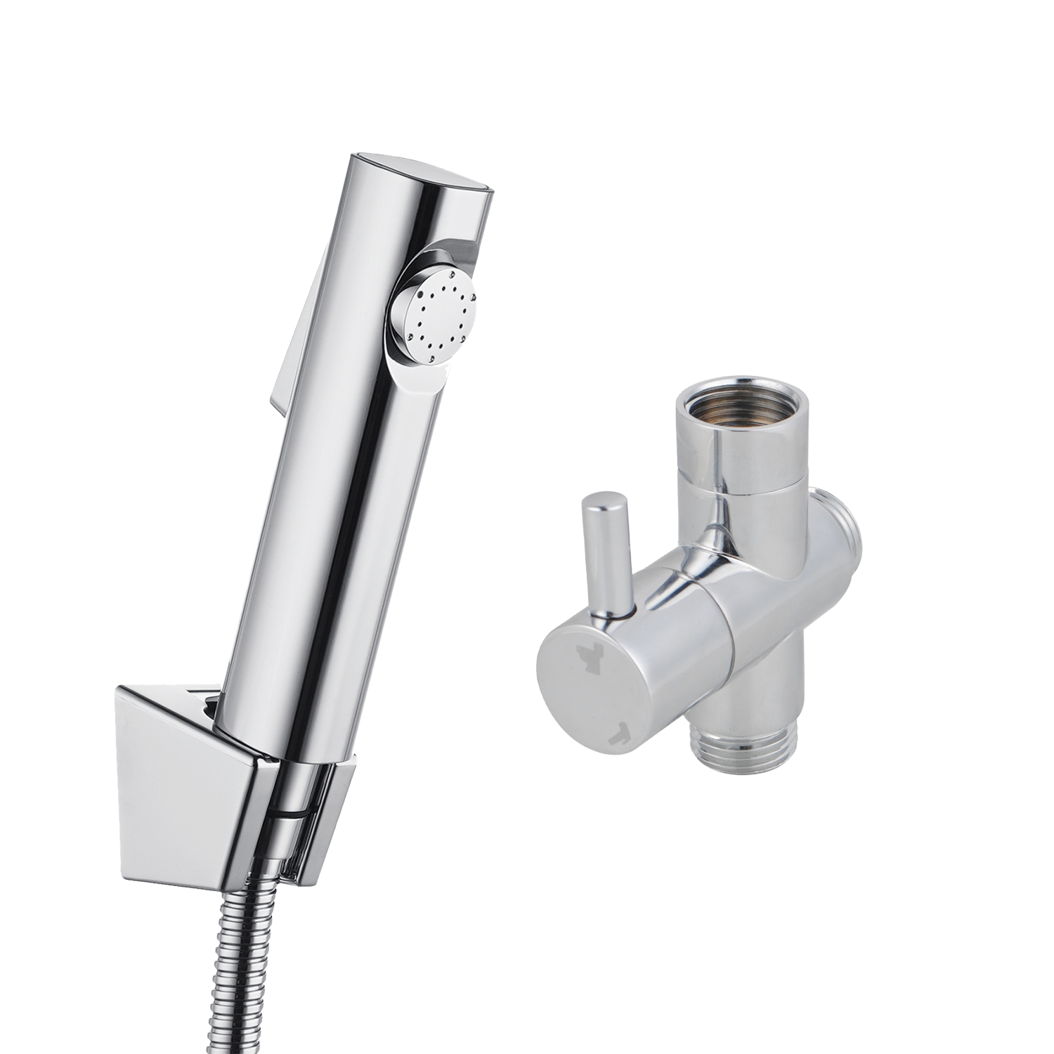 Complete chrome bidet spray set with brass diverter. Easy to install, durable and hygienic solution for modern bathrooms.-Bidet-Ezymall AU