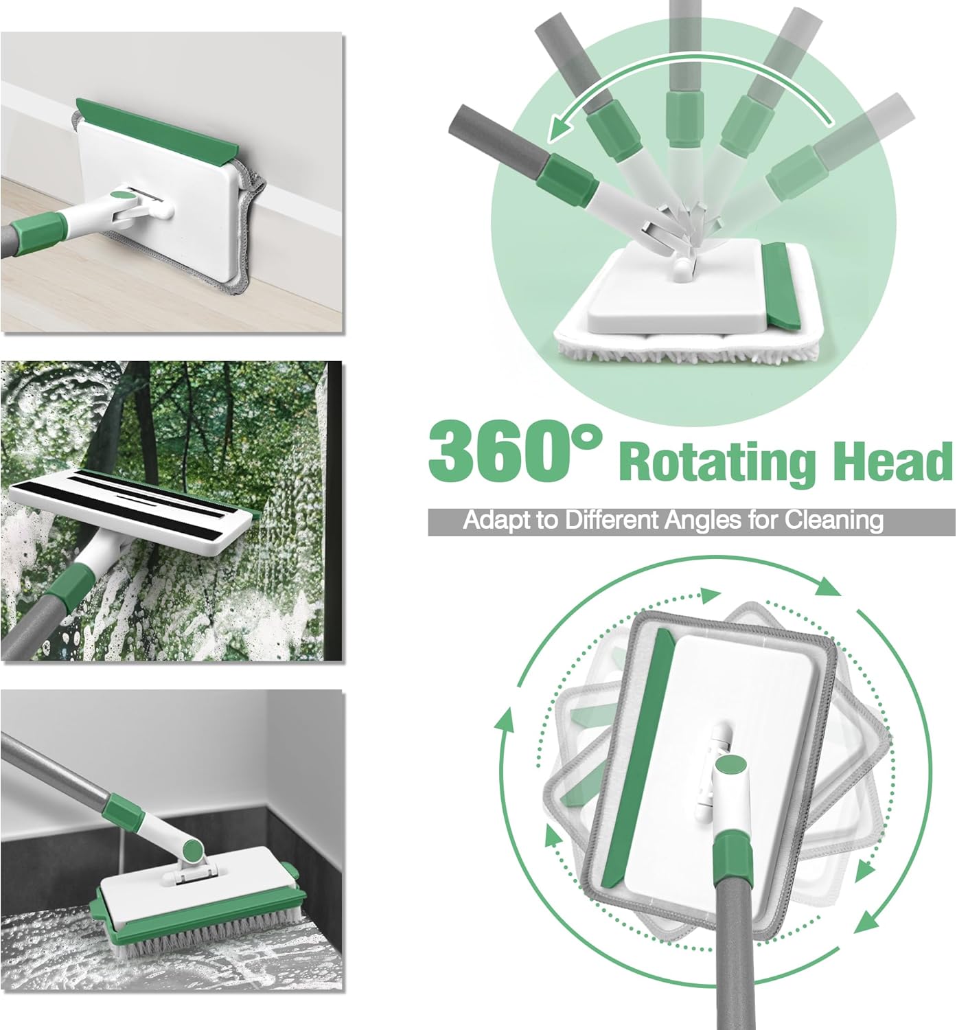 Clean walls, baseboards, and ceilings easily with the DALIPER 2-in-1 skirting board mop. 139cm long handle, swivel head & reusable pads for deep cleaning.-Cleaning Products-Ezymall AU
