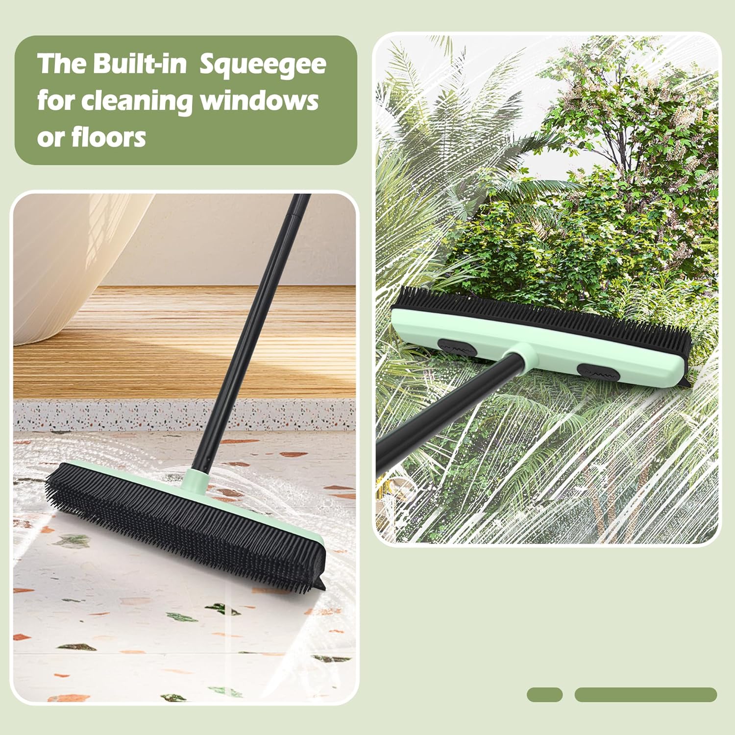 Tackle pet hair with ease using DALIPER 3-in-1 rubber broom. Adjustable handle, built-in squeegee & detailing brush for carpets, floors, tiles & more.-Cleaning Products-Ezymall AU