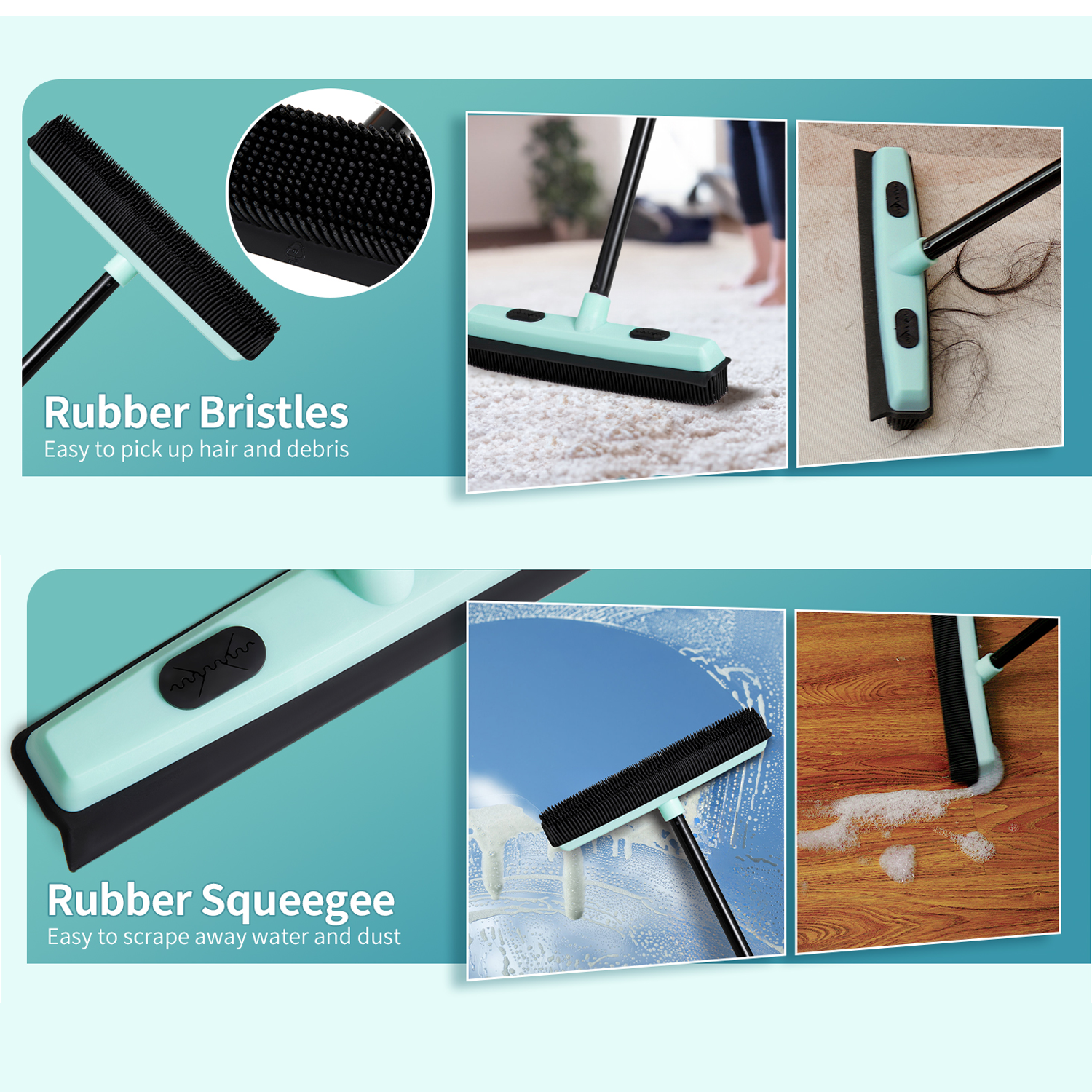 Remove pet hair with the DALIPER 3-in-1 Rubber Broom. It features a squeegee, sweeper, and lint brush. Order now from Ezymall Australia today!-Cleaning Products-Ezymall AU