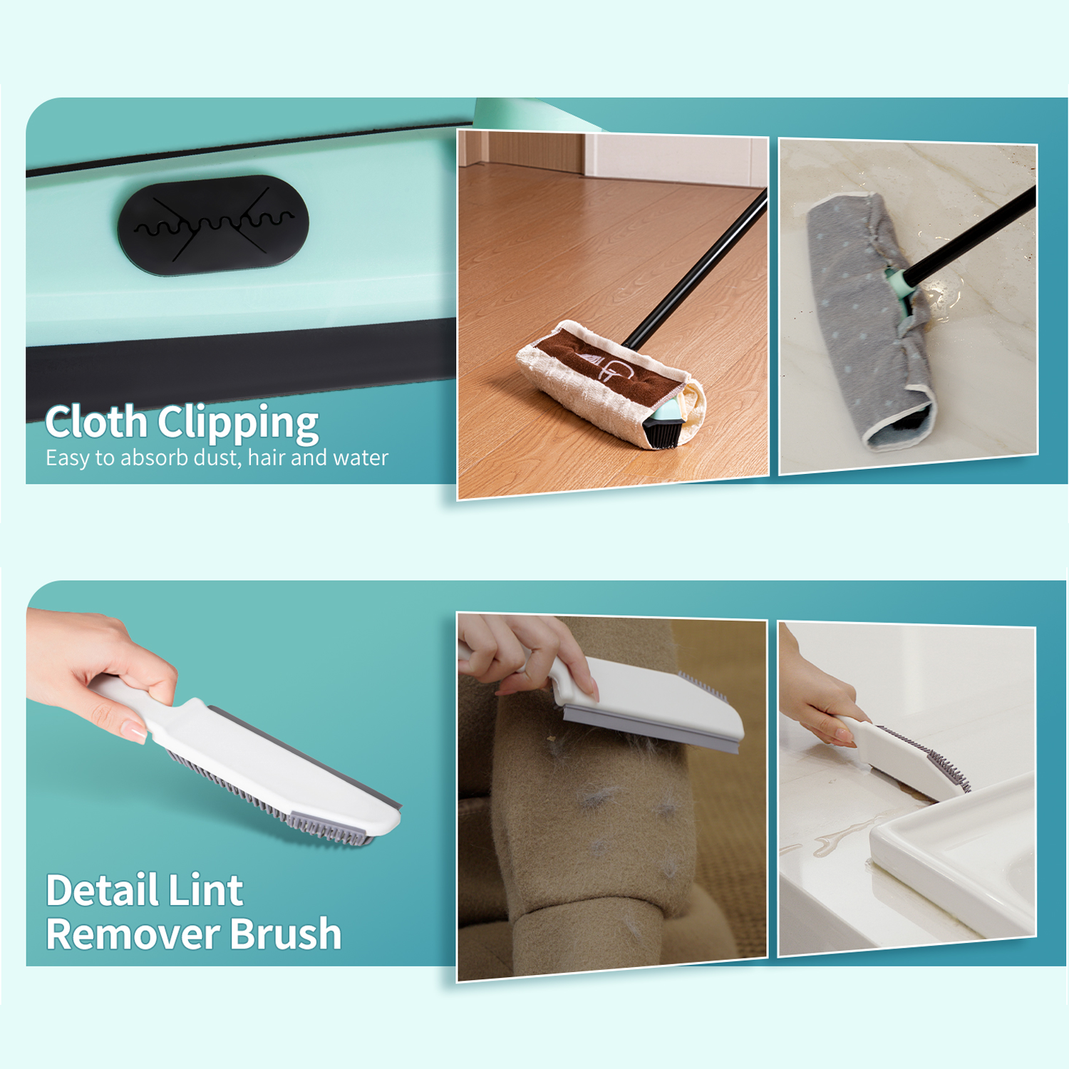 Remove pet hair with the DALIPER 3-in-1 Rubber Broom. It features a squeegee, sweeper, and lint brush. Order now from Ezymall Australia today!-Cleaning Products-Ezymall AU