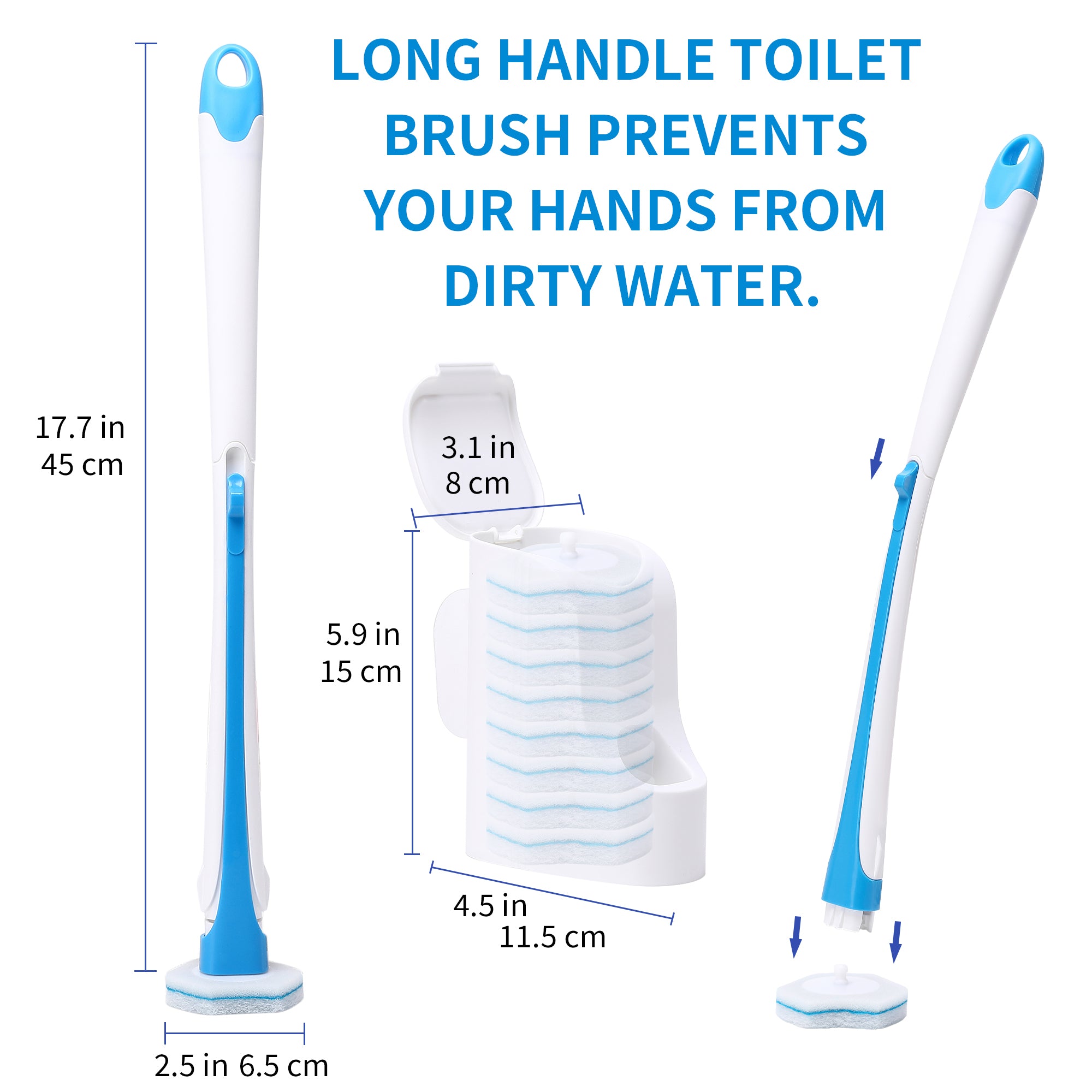 Keep your toilet clean and hygienic with the DALIPER Disposable Toilet Brush. Includes 40PCS refills for easy and convenient cleaning. A must-have for every bathroom.-Cleaning Products-Toilet Brush Kit +48PCS Refills-Ezymall AU