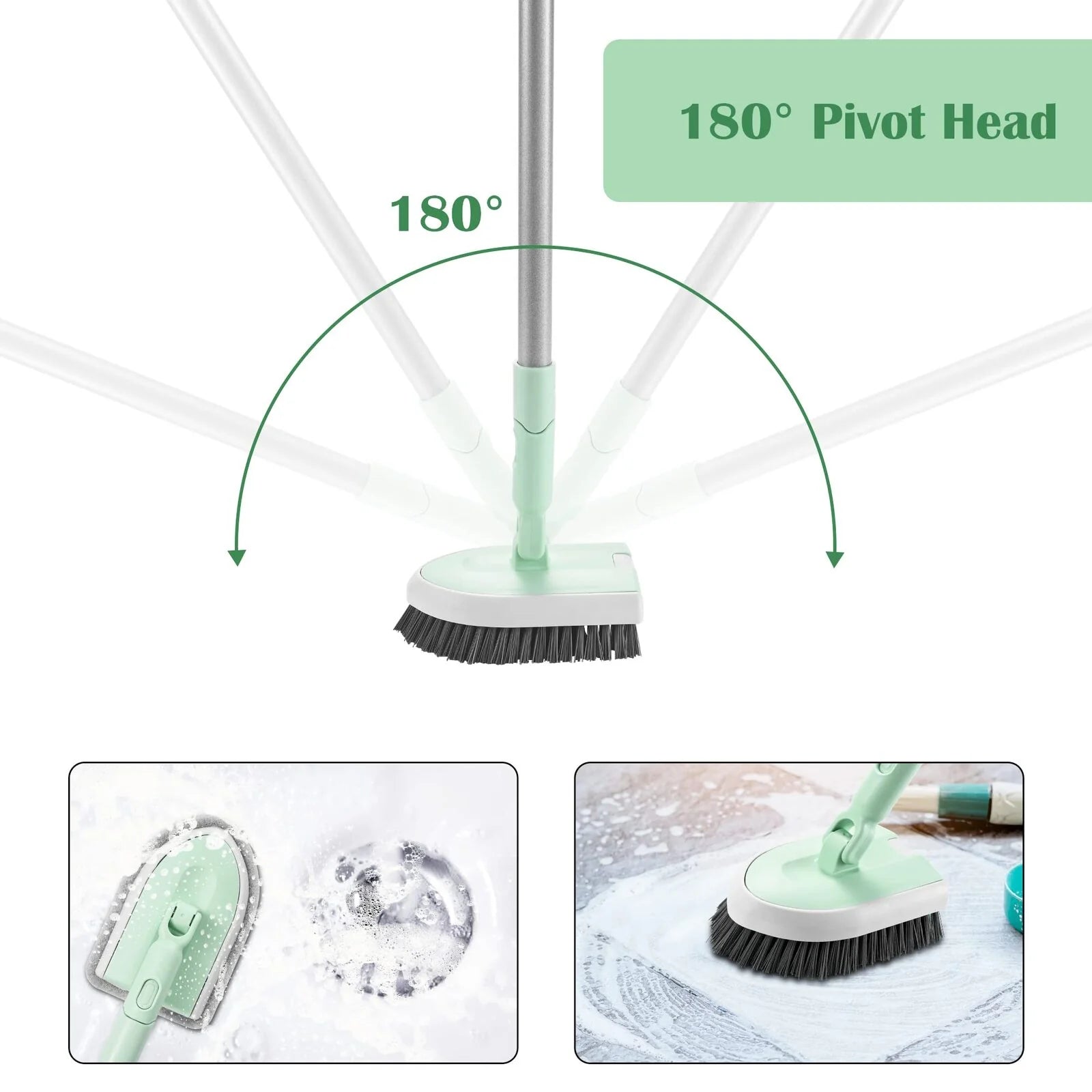 Clean your tiles and tub with the DALIPER Extendable Tile and Tub Brush. Perfect shower scrubber for hard-to-reach areas. Buy now at Ezymall Australia!-Cleaning Products-Tub Brush + 1 Scourer Head-Ezymall AU