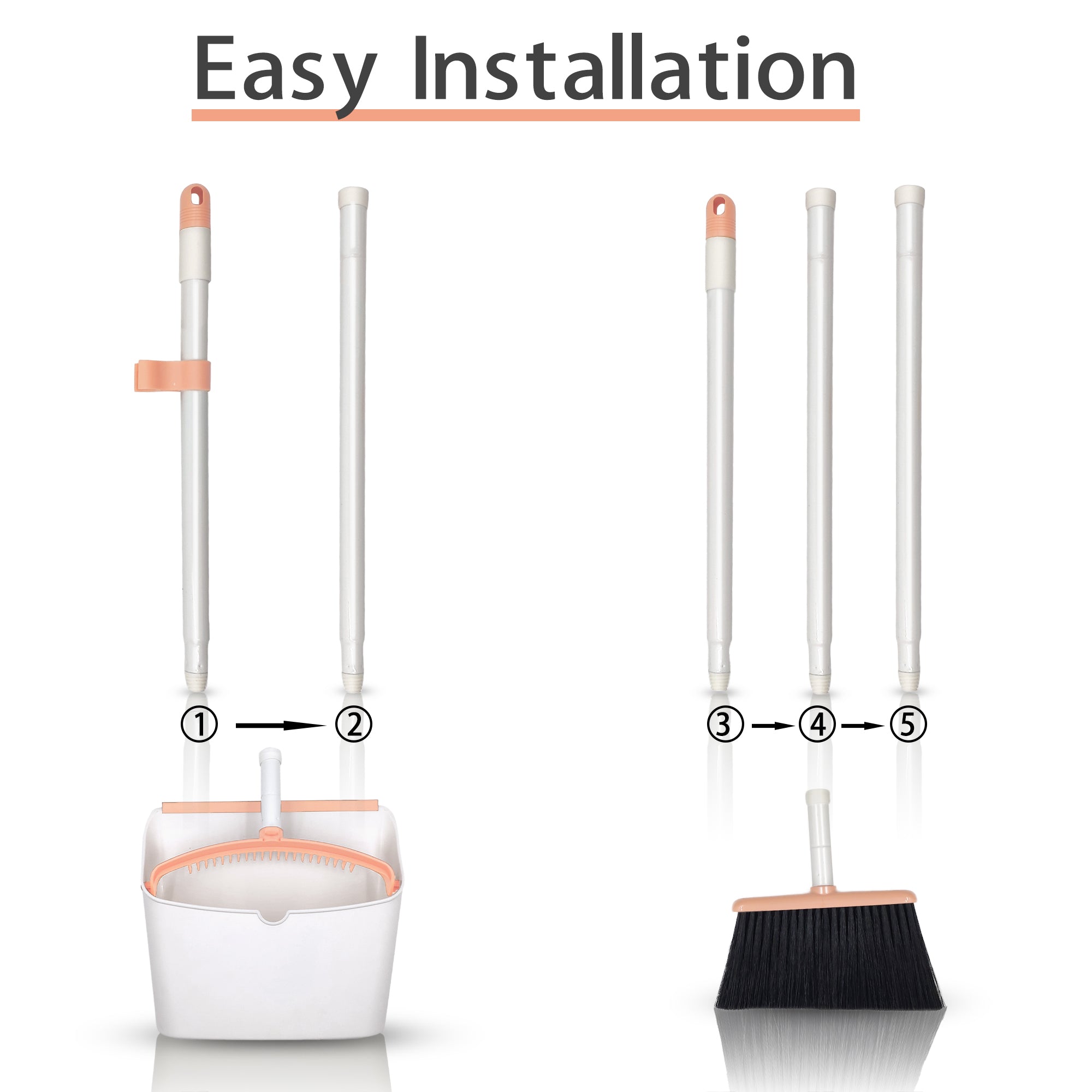 Buy the Dolanx Long Handle Broom and Dustpan Set! Convertible height & foldable dustpan for easy storage. Durable and convenient for all your cleaning needs. Order now!-Cleaning Products-Ezymall AU
