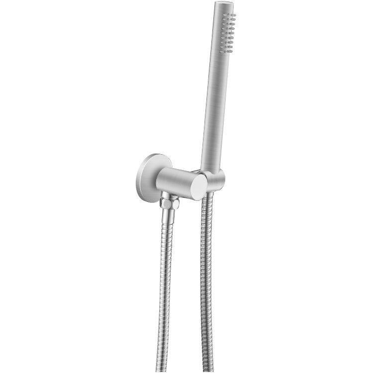 Experience luxury with the Fixed Round Shower Rail with Handheld Shower Head. Stainless Steel & Solid Brass in Brushed Nickel Silver. Shop now at Ezymall!-Shower Station-Ezymall AU