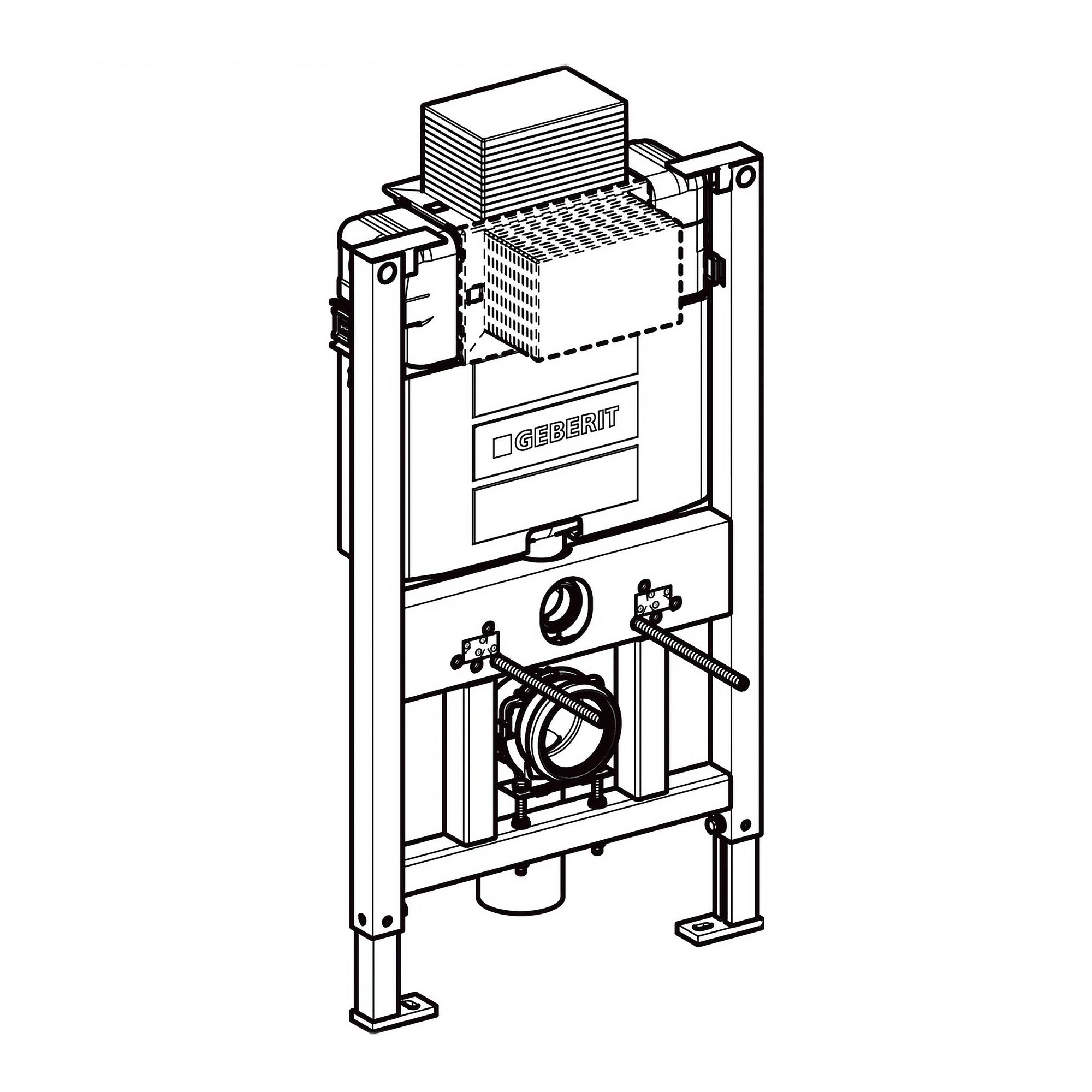 Compact Geberit concealed cistern and frame for wall-hung toilets. 820mm height, WELS 4 Star dual flush and 400kg load-rated support.-Toilet Cistern-Ezymall AU