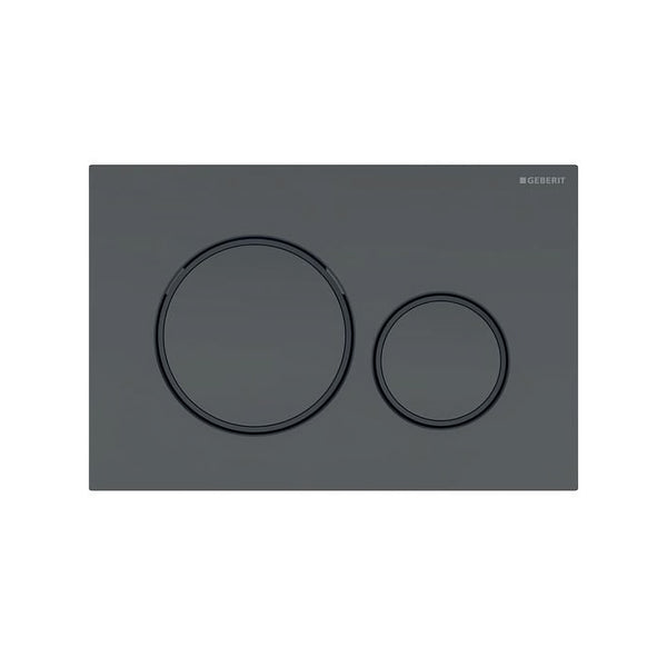 Geberit Sigma20 dual flush plate in matte black with black trim. Durable ABS construction, Sigma cistern compatible and AS 1428.1 compliant.-Toilet Pans Push Buttons-Ezymall AU