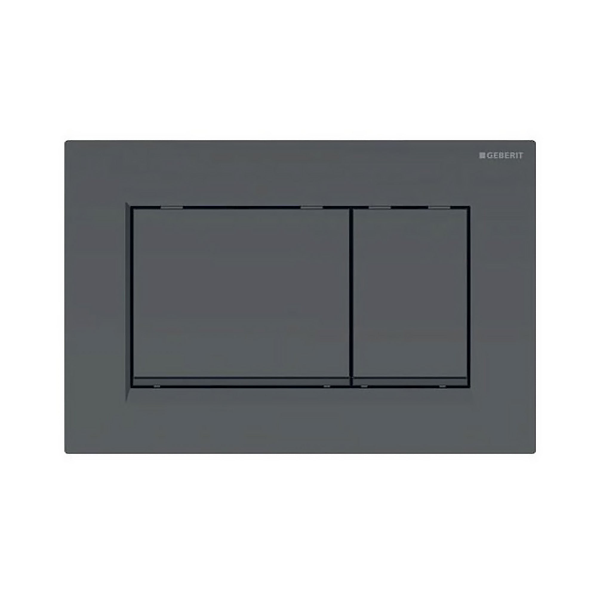 Geberit Sigma30 dual flush plate in matte black with black trim. Durable ABS construction, Sigma cistern compatible and AS 1428.1 compliant.-Toilet Pans Push Buttons-Ezymall AU