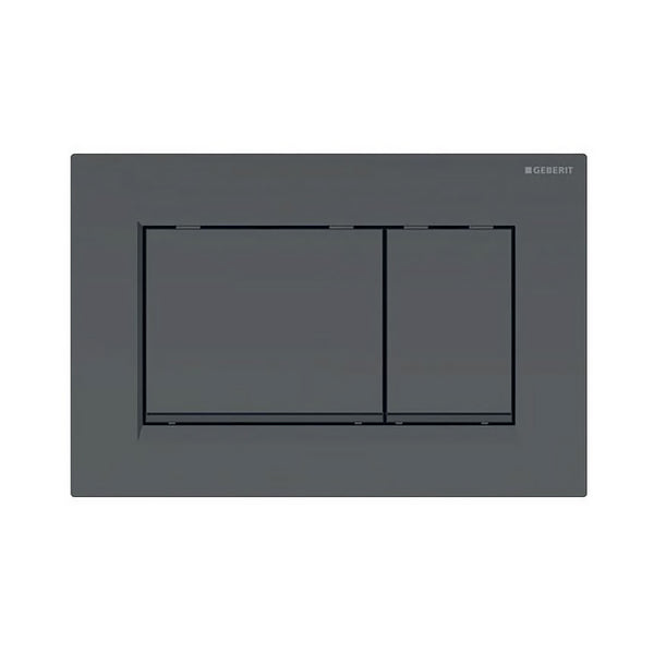 Geberit Sigma30 dual flush plate in matte black with black trim. Durable ABS construction, Sigma cistern compatible and AS 1428.1 compliant.-Toilet Pans Push Buttons-Ezymall AU