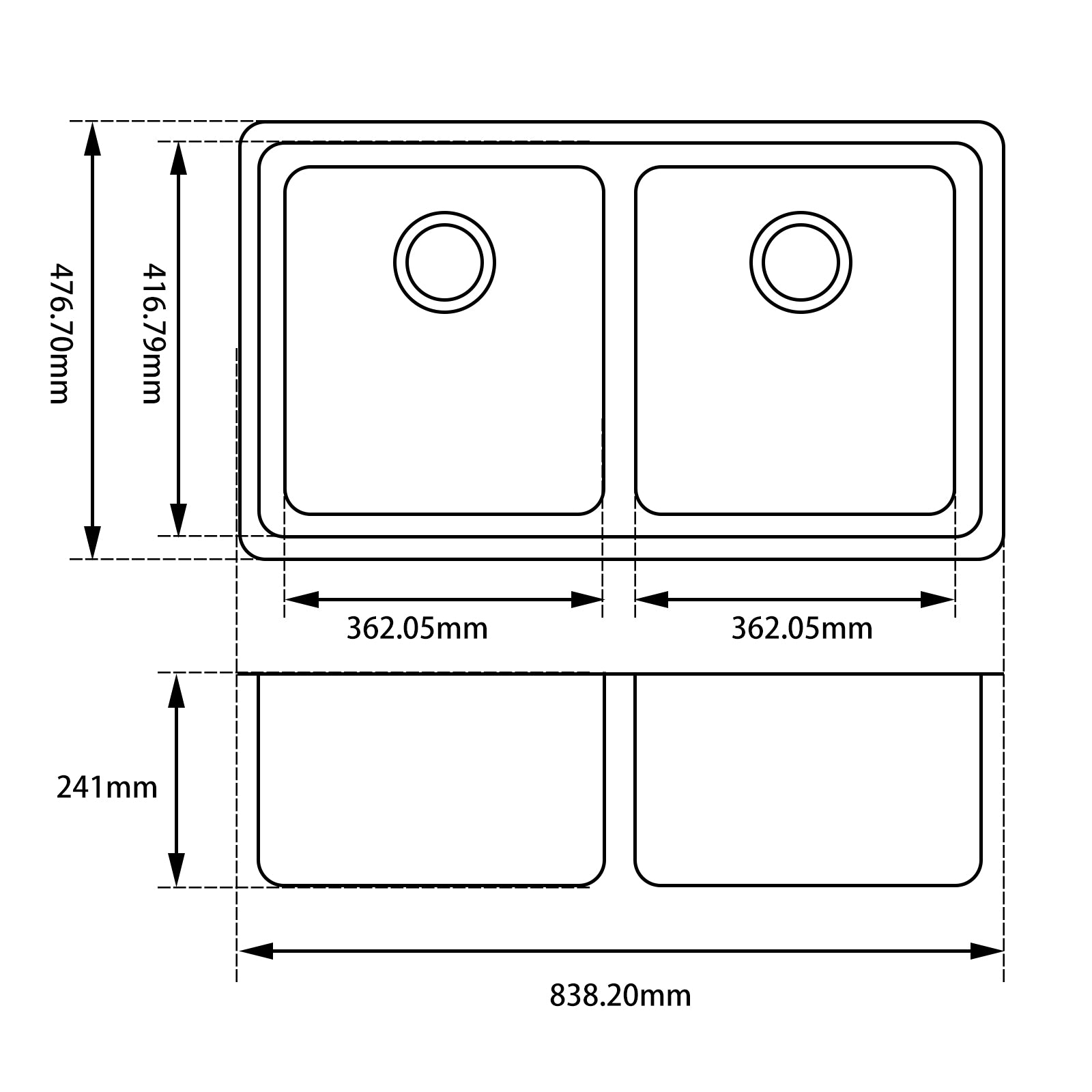 The Granite Arete Stone Double Bowl Kitchen Sink (838x476x241mm) in White is durable and stylish. Upgrade your kitchen today! Fast shipping across Australia.-Kitchen Sink-Ezymall AU