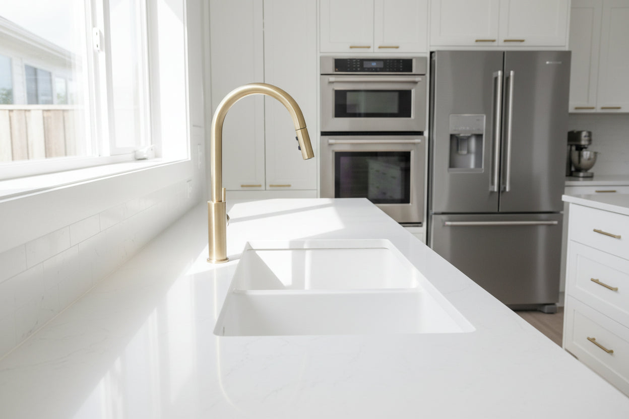 The Granite Arete Stone Double Bowl Kitchen Sink (838x476x241mm) in White is durable and stylish. Upgrade your kitchen today! Fast shipping across Australia.-Kitchen Sink-Ezymall AU