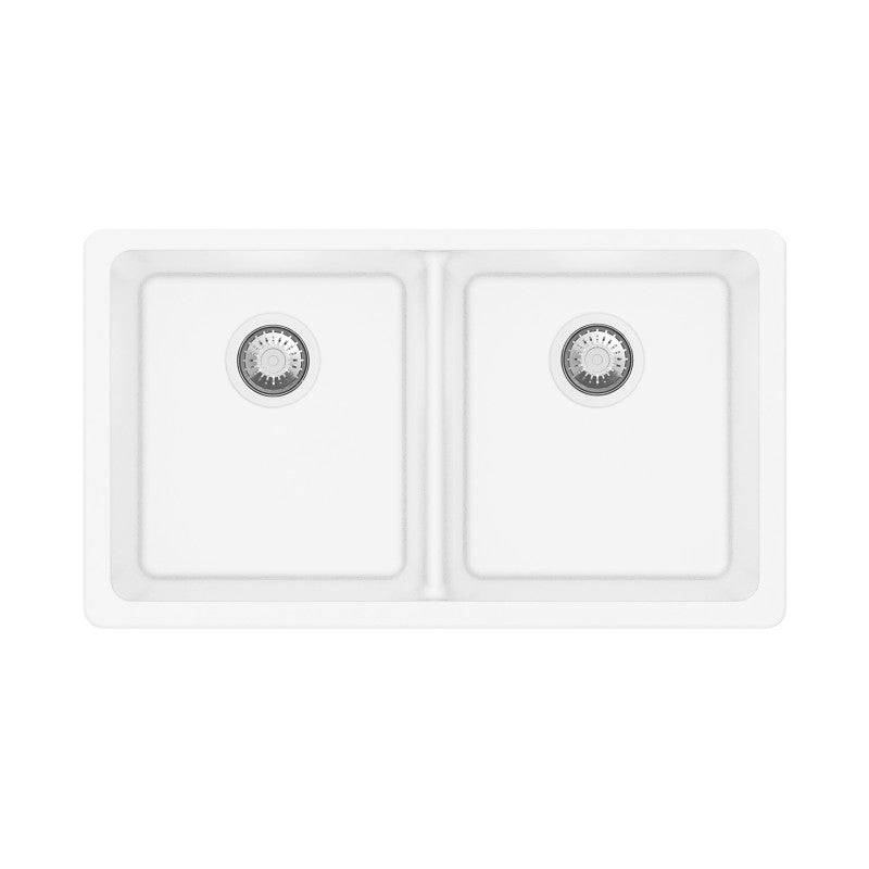 The Granite Arete Stone Double Bowl Kitchen Sink (838x476x241mm) in White is durable and stylish. Upgrade your kitchen today! Fast shipping across Australia.-Kitchen Sink-Ezymall AU