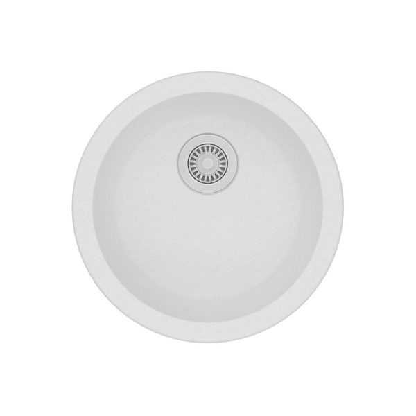 Add style to your kitchen with the Granite Arete stone round single bowl kitchen sink in white. This 460mm sink is made from durable granite. Perfect for any modern kitchen. Shop now!-Kitchen Sink-Ezymall AU