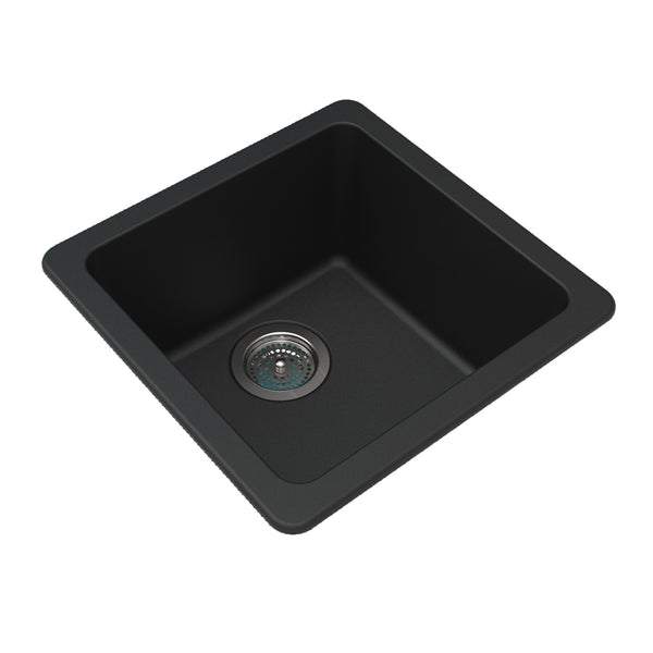 The Granite Arete Stone Single Bowl Kitchen Sink in Black (422*422mm) combines durability with a sleek design. Its square design adds a modern touch to your kitchen. Shop now at Ezymall Australia for quality kitchen solutions.-Kitchen Sink-Ezymall AU