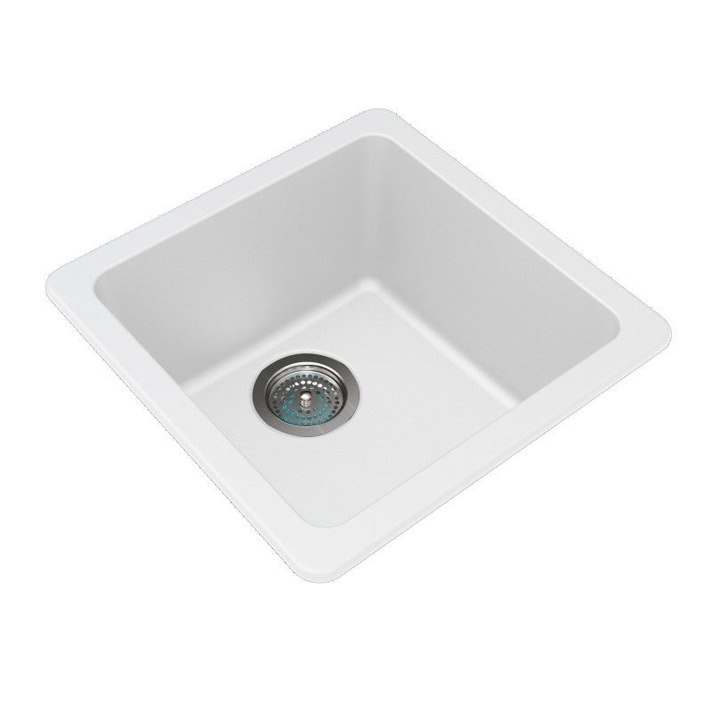 The Granite Arete Stone Single Bowl Kitchen Sink in White (422*422mm) combines durability with a sleek design. Its square design adds a modern touch to your kitchen. Shop now at Ezymall Australia for quality kitchen solutions.-Kitchen Sink-Ezymall AU