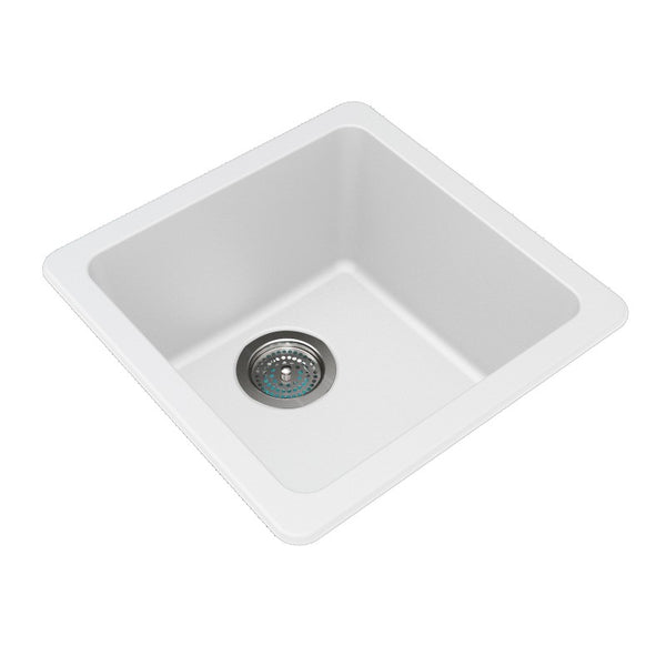The Granite Arete Stone Single Bowl Kitchen Sink in White (422*422mm) combines durability with a sleek design. Its square design adds a modern touch to your kitchen. Shop now at Ezymall Australia for quality kitchen solutions.-Kitchen Sink-Ezymall AU