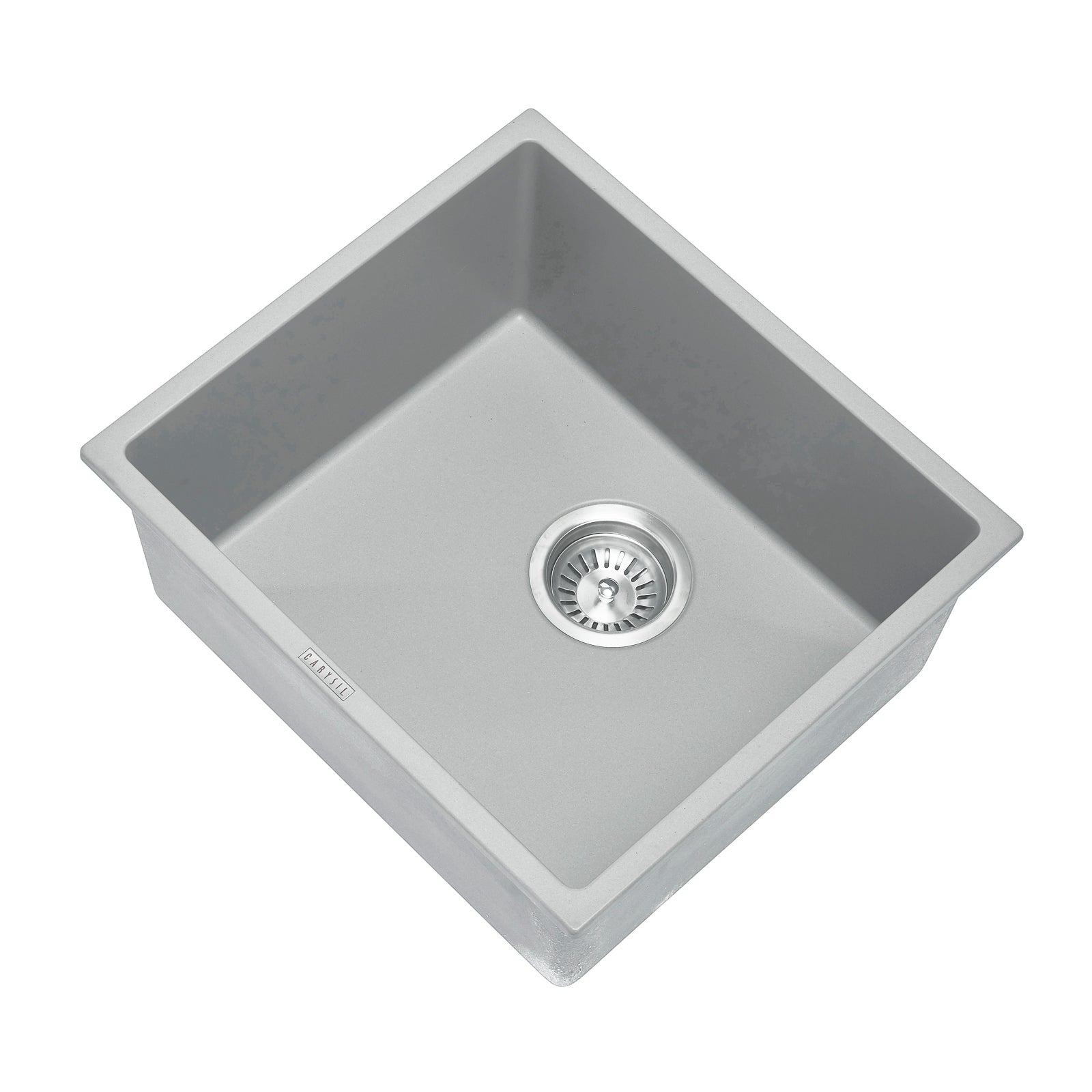The Granite Arete Stone Single Bowl Kitchen Sink measures 457x406mm and features a sleek concrete grey finish. Durable and stylish, perfect for modern kitchens. Upgrade your space today!-Kitchen Sink-Ezymall AU