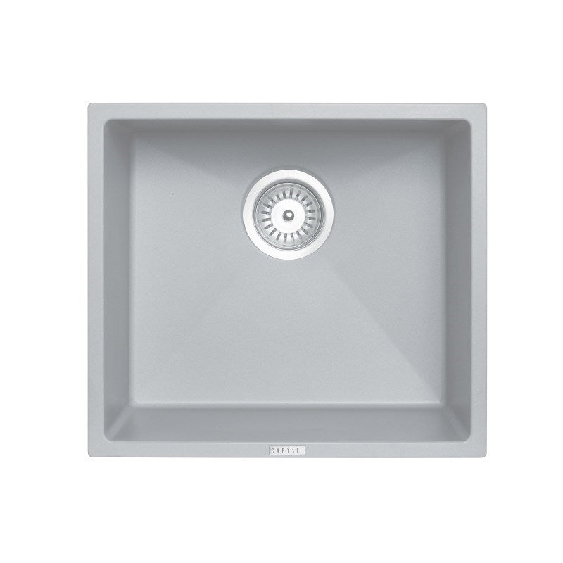The Granite Arete Stone Single Bowl Kitchen Sink measures 457x406mm and features a sleek concrete grey finish. Durable and stylish, perfect for modern kitchens. Upgrade your space today!-Kitchen Sink-Ezymall AU