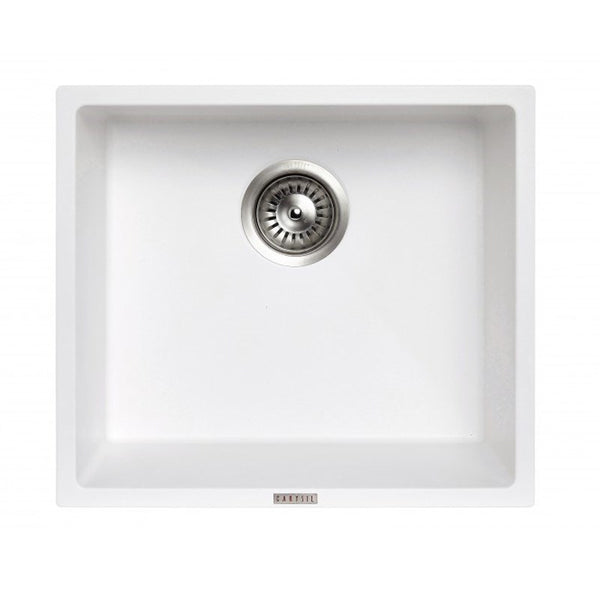 The Granite Arete Stone Single Bowl Kitchen Sink measures 457x406mm and features a sleek white finish. Durable and stylish, perfect for modern kitchens. Upgrade your space today!-Kitchen Sink-Ezymall AU
