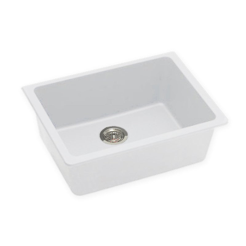 Granite arete stone single bowl kitchen sink 635 x 470 mm white