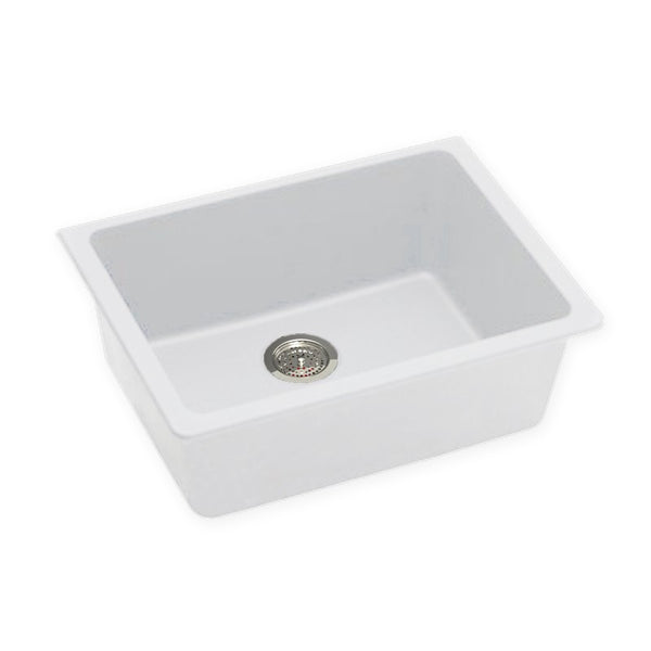 The Granite Arete Stone Single Bowl Kitchen Sink in White (635*469mm) combines durability with a sleek design. Its rectangular design adds a modern touch to your kitchen. Shop now at Ezymall Australia for quality kitchen solutions.-Kitchen Sink-Ezymall AU